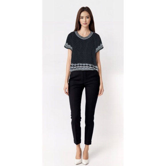 Sea New York Tops - Sea New York embroidered top black and whites lace